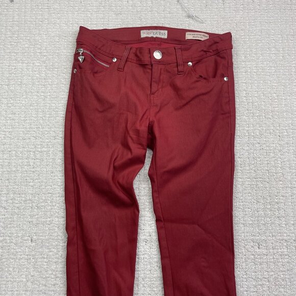 Y2K Guess Low Rise Super Skinny Jeans Bright Cherry Red Maxine Fit Stretch Read - Picture 2 of 8